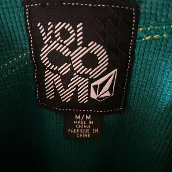 Volcom Mens LS Striped Thermal Shirt Color Green Size Medium - Picture 3 of 5